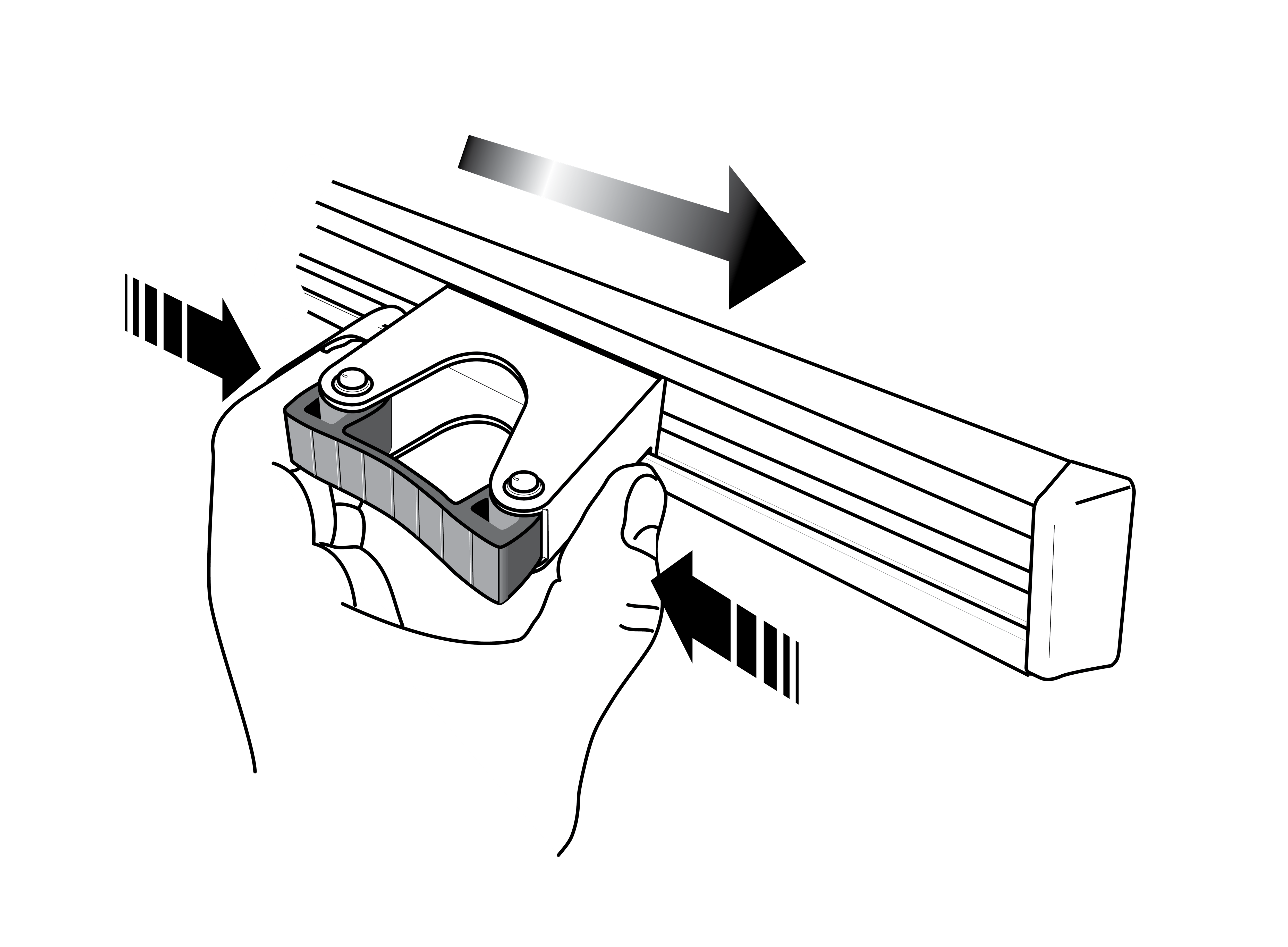 Toolflex Alu-Schiene 90 cm mit grünen Endstücken, bestückt mit 3 Halter 20-30mm und 2 Haltern 30-40 mm in grün