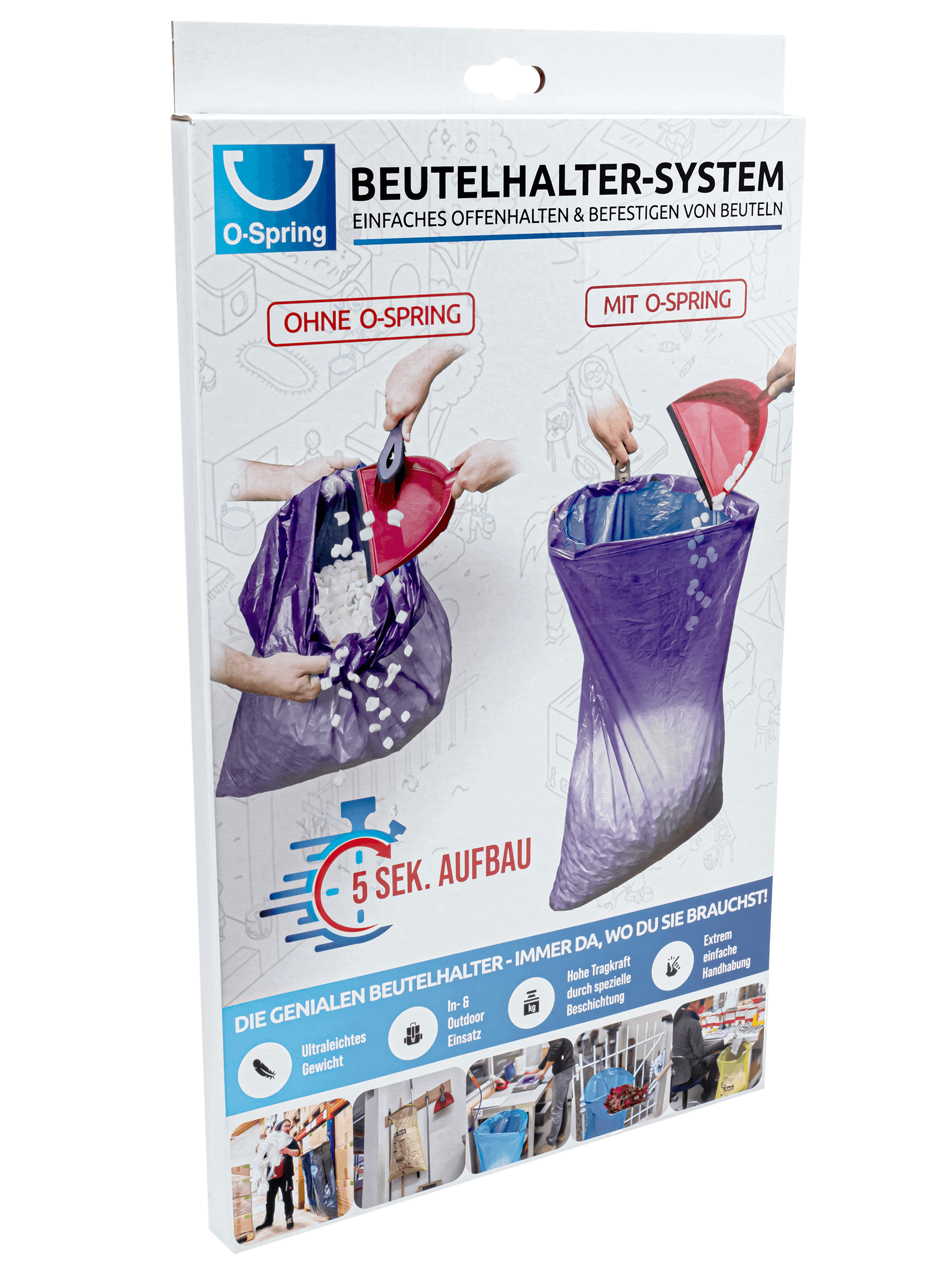 O-Spring Beutelhalter-Single-Set Größe L